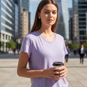 🌻Anthropologie Pilcro Purple / Lavender Linen Blend Tee Shirt T-shirt Size S